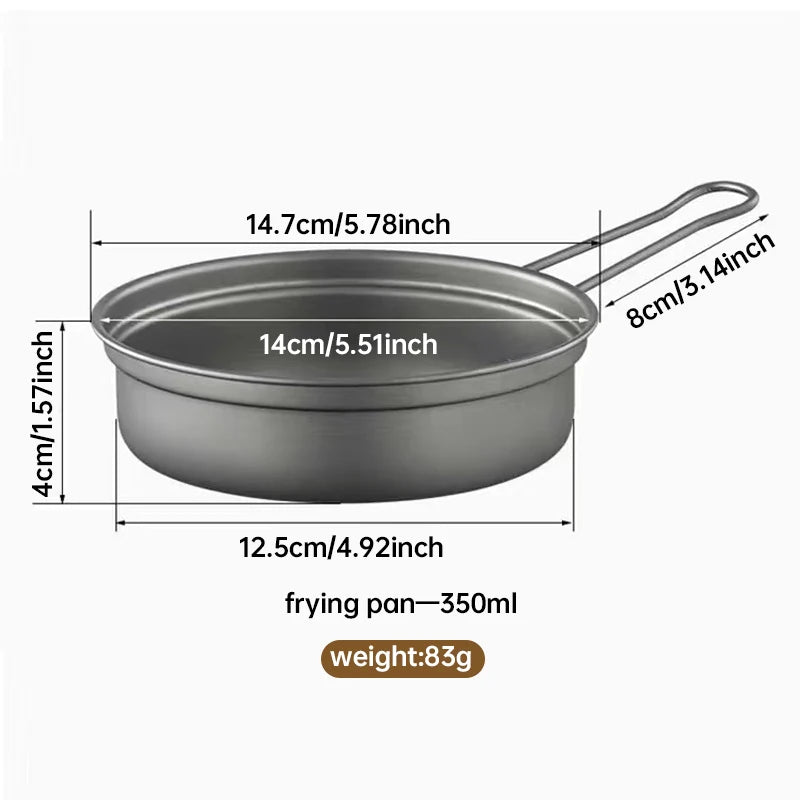 Pure Titanium Camping Cookware Set - Ultralight Pot & Pan