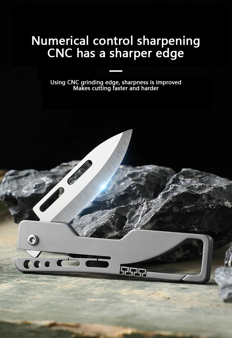 Titanium Alloy Keychain Mini Knife - Compact Folding Blade EDC Tool for Box Opening