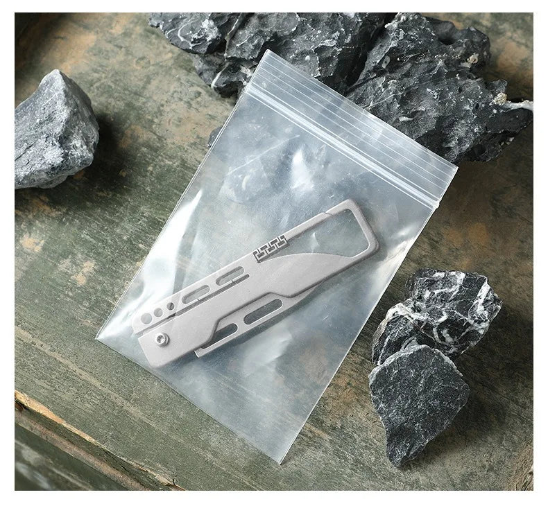 Titanium Alloy Keychain Mini Knife - Compact Folding Blade EDC Tool for Box Opening