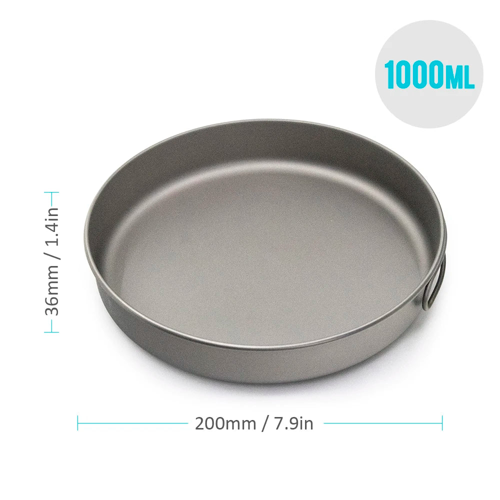 Titanium Frypan 750ML 1000ML - Ultralight Camping Pan