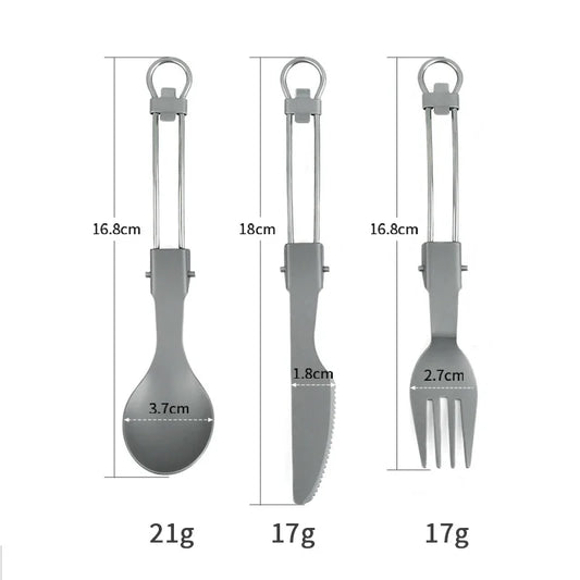Pure Titanium Folding Fork Portable Fork Spoon Knife Foldable Travel Kit Outdoor Tableware Set Hiking Picnic Camping Supplies
