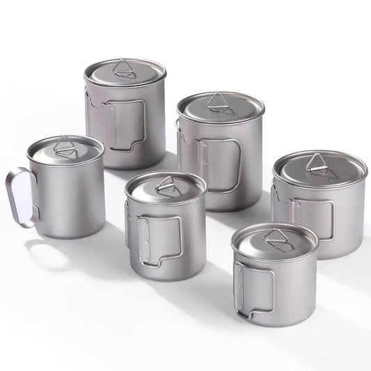 Lightweight Outdoor Titanium Pot 300ml 450ml 750ml Picnic Titanium Camping Cookware Water Mug