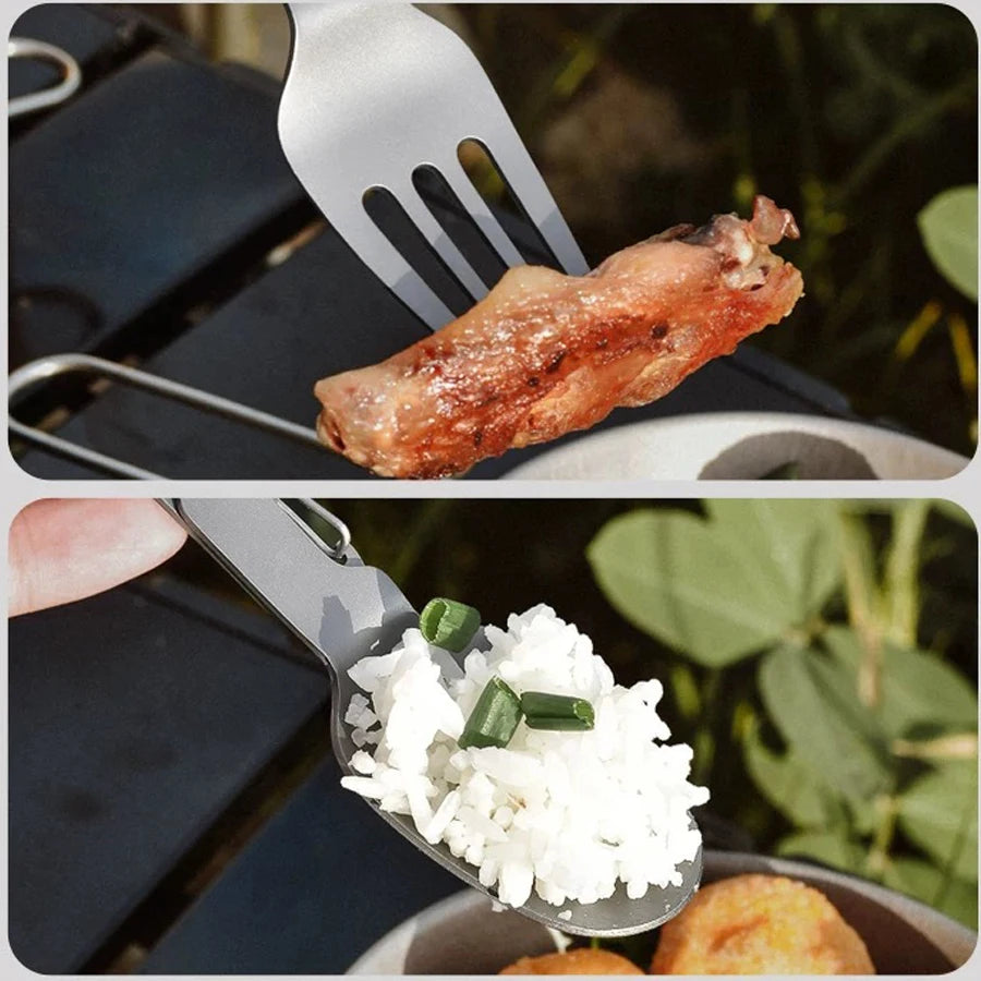 Titanium Folding Spoon Fork Combo - The Ultimate Ultralight Camping Utensil