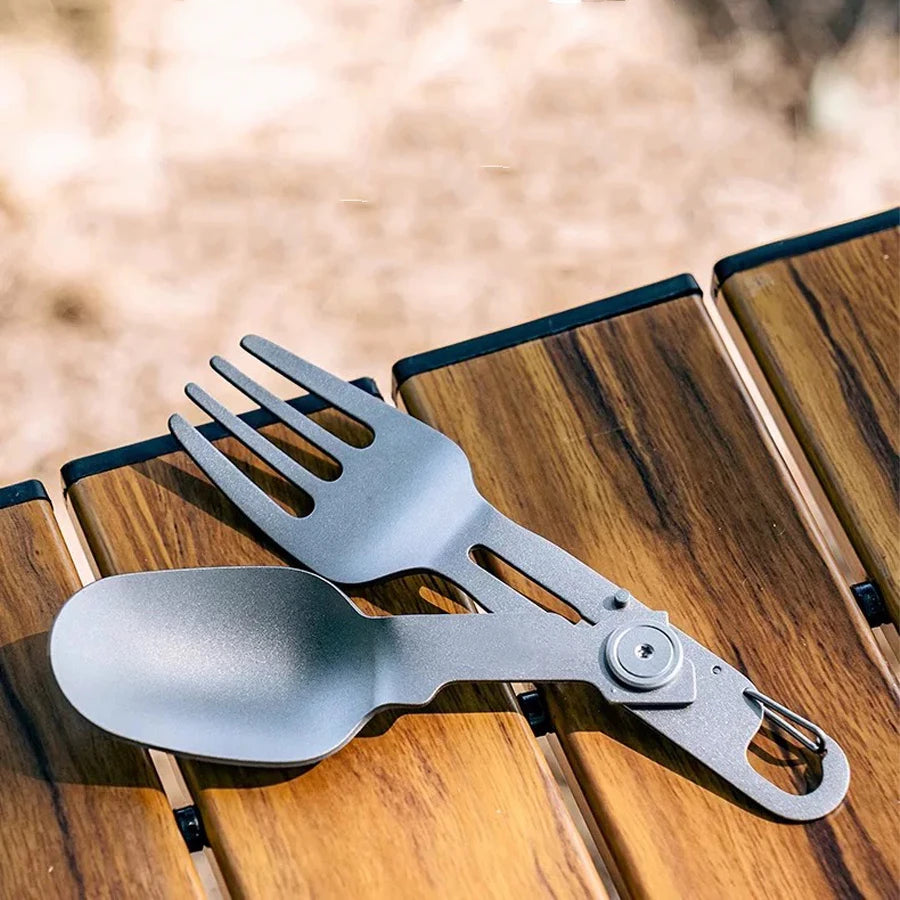 Titanium Folding Spoon Fork Combo - The Ultimate Ultralight Camping Utensil
