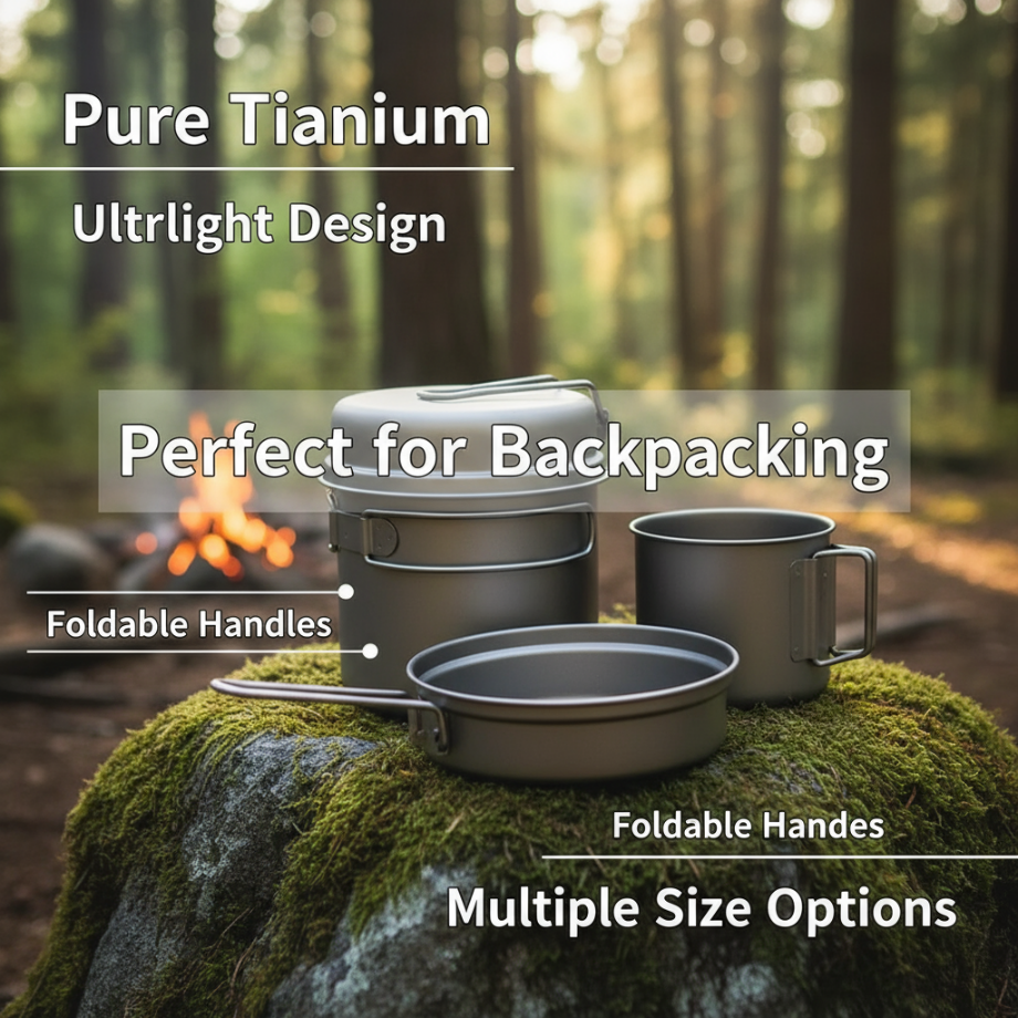 Pure Titanium Camping Cookware Set - New Perspective