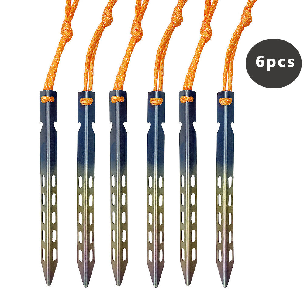 Aluminum Alloy V-Shaped Tent Stakes - Lightweight Camping Ground Pegs with Wind Rope for Beach Hiking