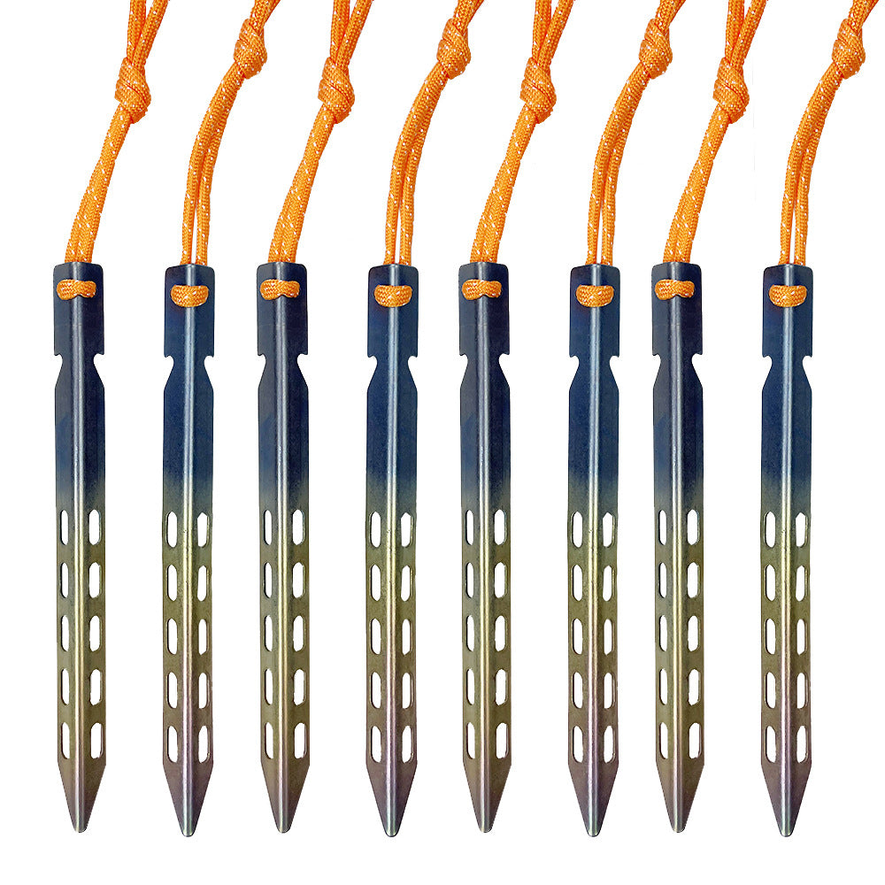 Aluminum Alloy V-Shaped Tent Stakes - Lightweight Camping Ground Pegs with Wind Rope for Beach Hiking