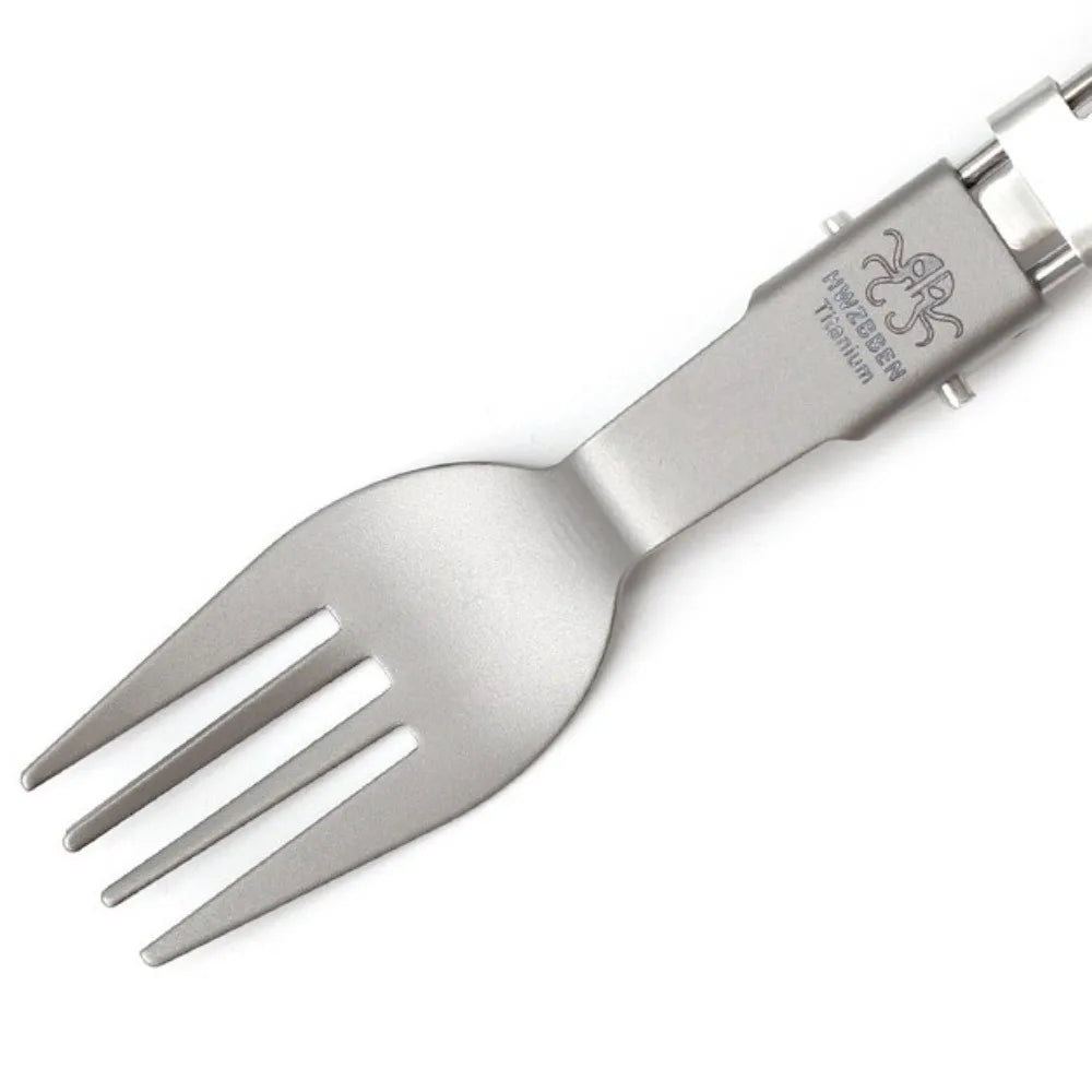 Pure Titanium Folding Cutlery Set | Ultralight Spoon Fork Knife Spork for Camping Hiking