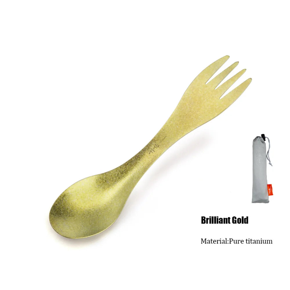 2in1 Titanium Spork Spoon Tableware Ultralight Cookware Portable for Outdoor Camping Picnic Accessories Hiking Travel Cookware