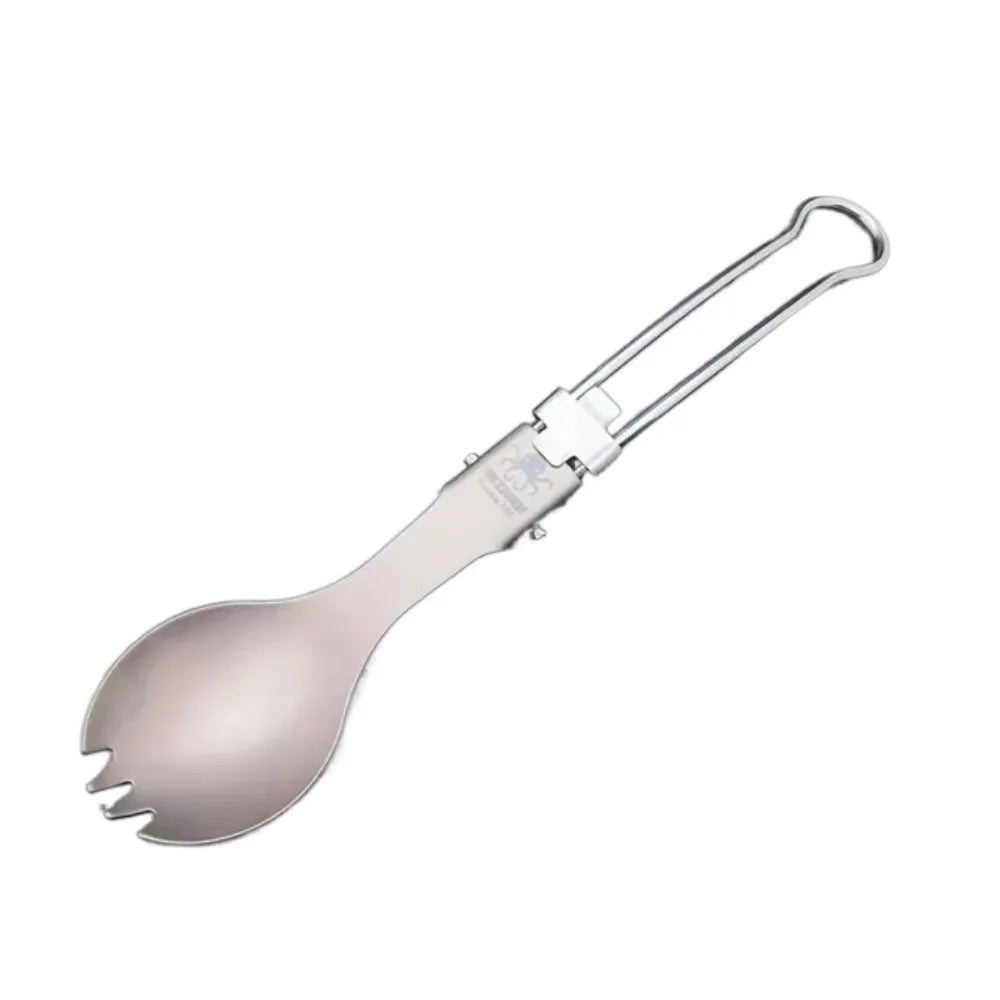 Pure Titanium Folding Cutlery Set | Ultralight Spoon Fork Knife Spork for Camping Hiking