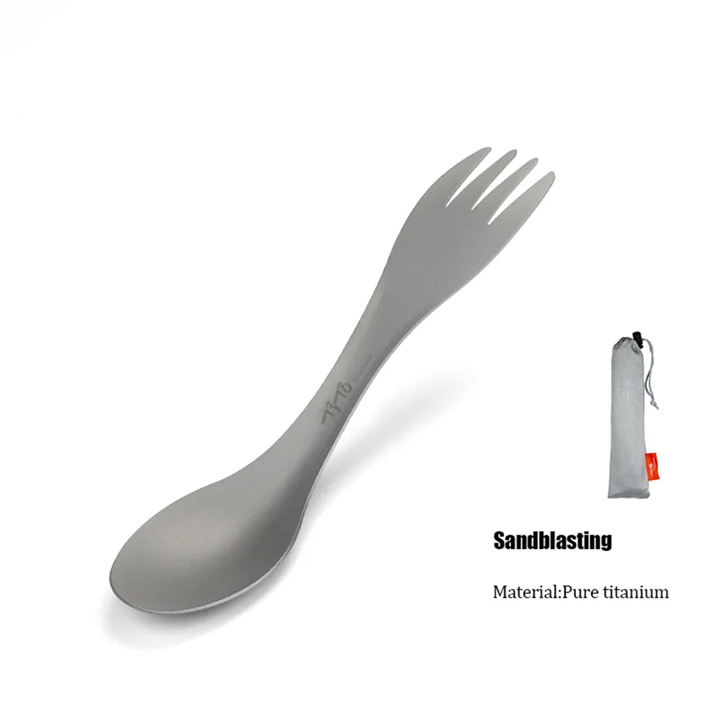 2in1 Titanium Spork Spoon Tableware Ultralight Cookware Portable for Outdoor Camping Picnic Accessories Hiking Travel Cookware