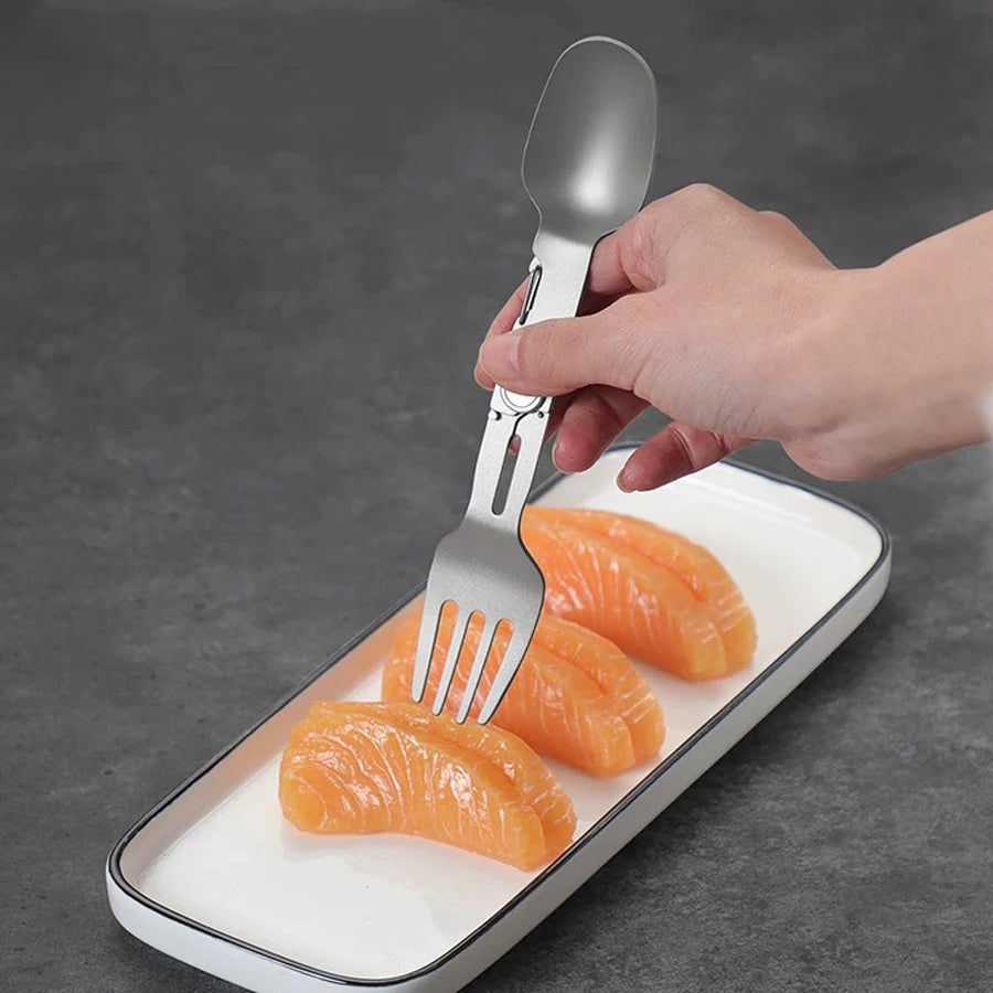 Titanium Folding Spoon Fork Combo - The Ultimate Ultralight Camping Utensil