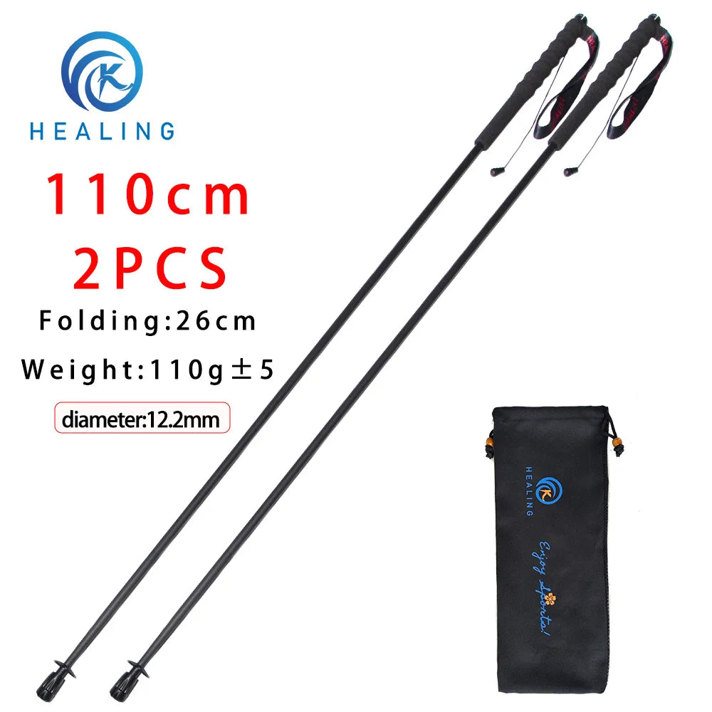 110G Ultralight Carbon Fiber Trekking Poles Folding 5-Section Hiking Sticks Walking Stick Trekking Portable Travel Climbing Cane