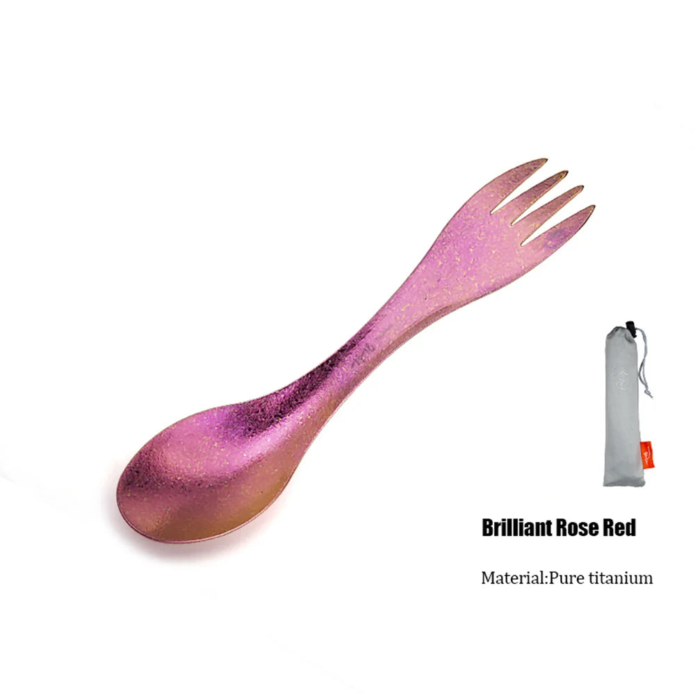 2in1 Titanium Spork Spoon Tableware Ultralight Cookware Portable for Outdoor Camping Picnic Accessories Hiking Travel Cookware