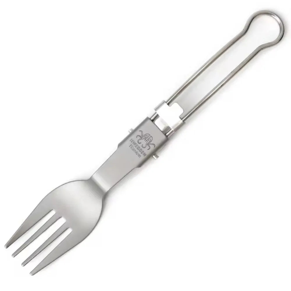 Pure Titanium Folding Cutlery Set | Ultralight Spoon Fork Knife Spork for Camping Hiking