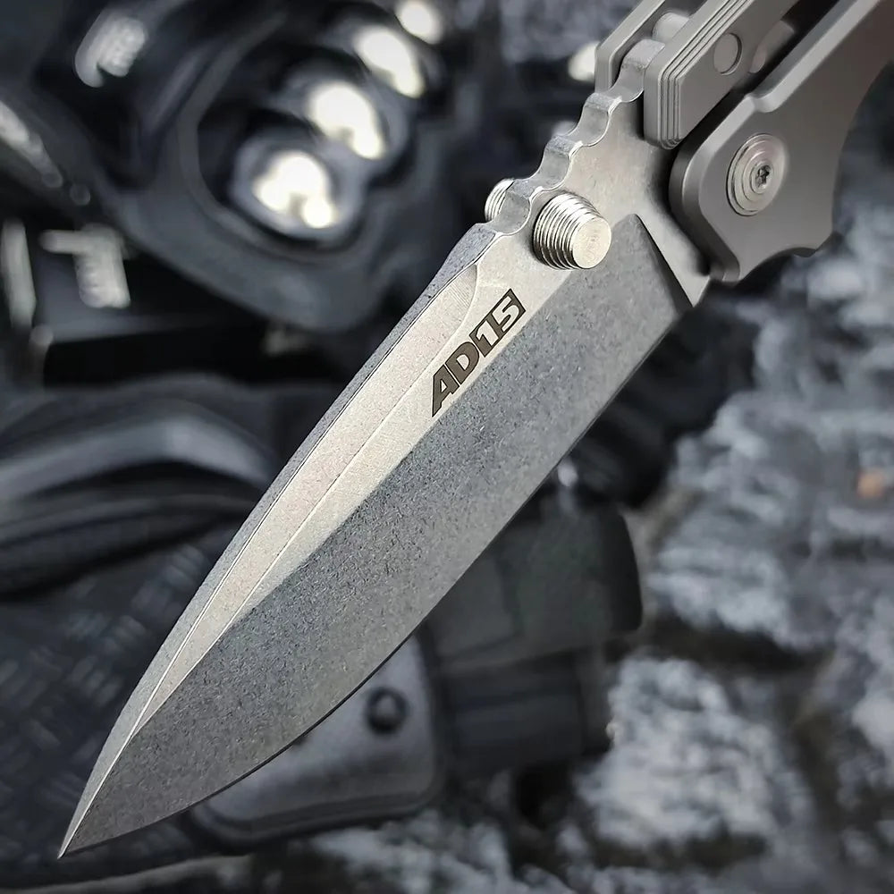 AD15 Tactical Folding Knife - TC4 Titanium Alloy Handle S35V Steel Blade for Hunting Camping EDC