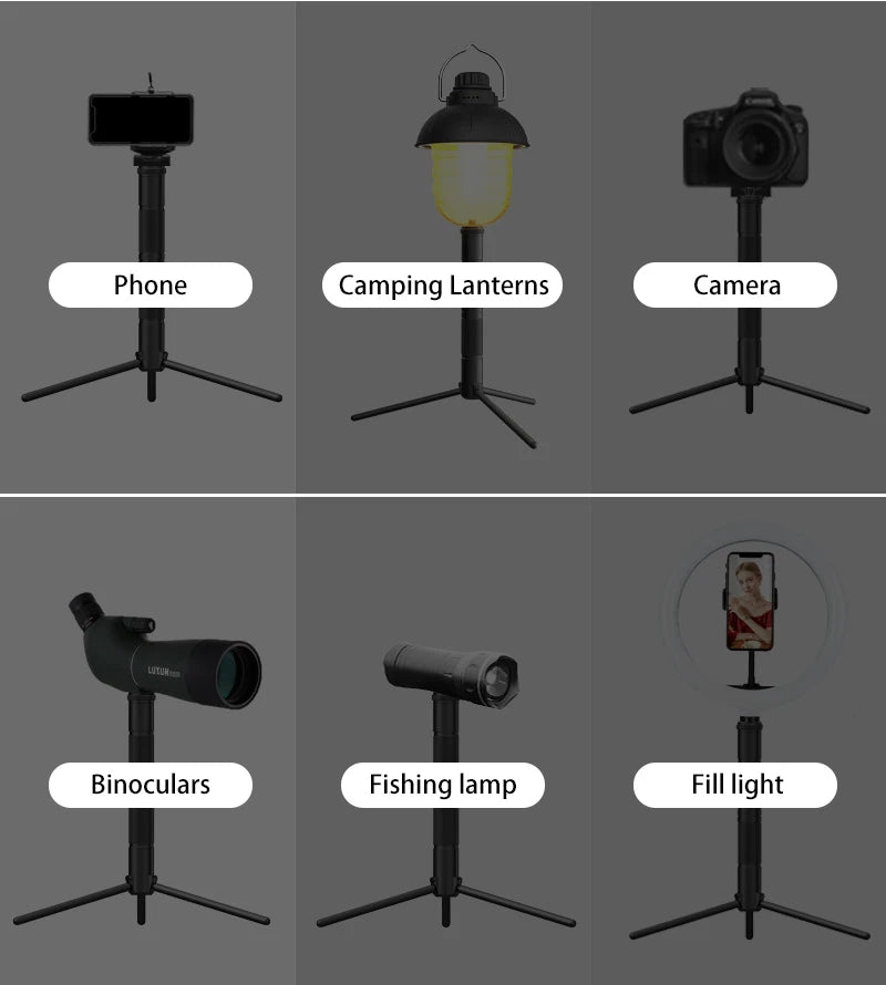 Outdoor Light Rack Tripod Ground Nail Foldable Aluminum Alloy Multifunctional Light Portable Ptz Camping Lamp Camera Antirust