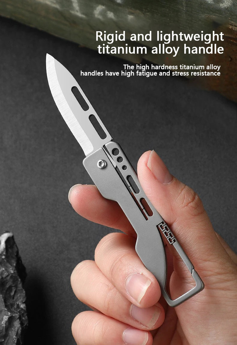 Titanium Alloy Keychain Mini Knife - Compact Folding Blade EDC Tool for Box Opening