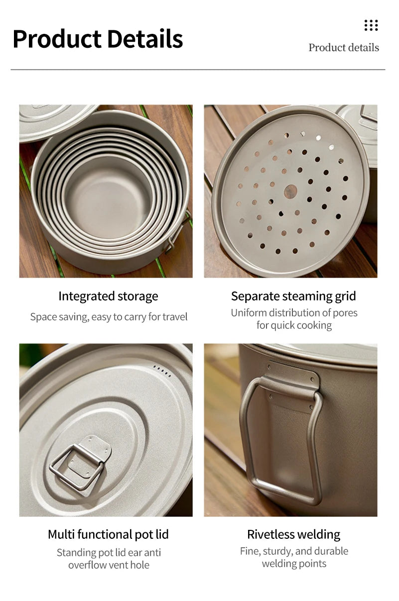 Titanium Camping Cookware Set - Lightweight Pot & Pan