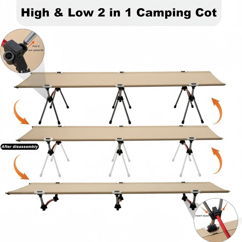 Outdoor Camping Ultralight  Field Bed Portable Aluminum Alloy Folding Bed For Adults & Kids Camping Travel RV Hiking Backpack