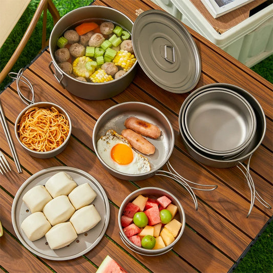 Titanium Camping Cookware Set - Lightweight Pot & Pan