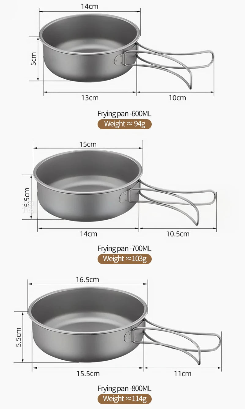 Titanium Camping Cookware Set - Lightweight Pot & Pan
