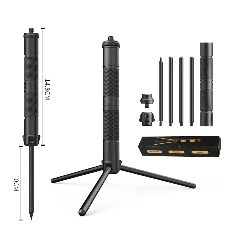 Outdoor Light Rack Tripod Ground Nail Foldable Aluminum Alloy Multifunctional Light Portable Ptz Camping Lamp Camera Antirust