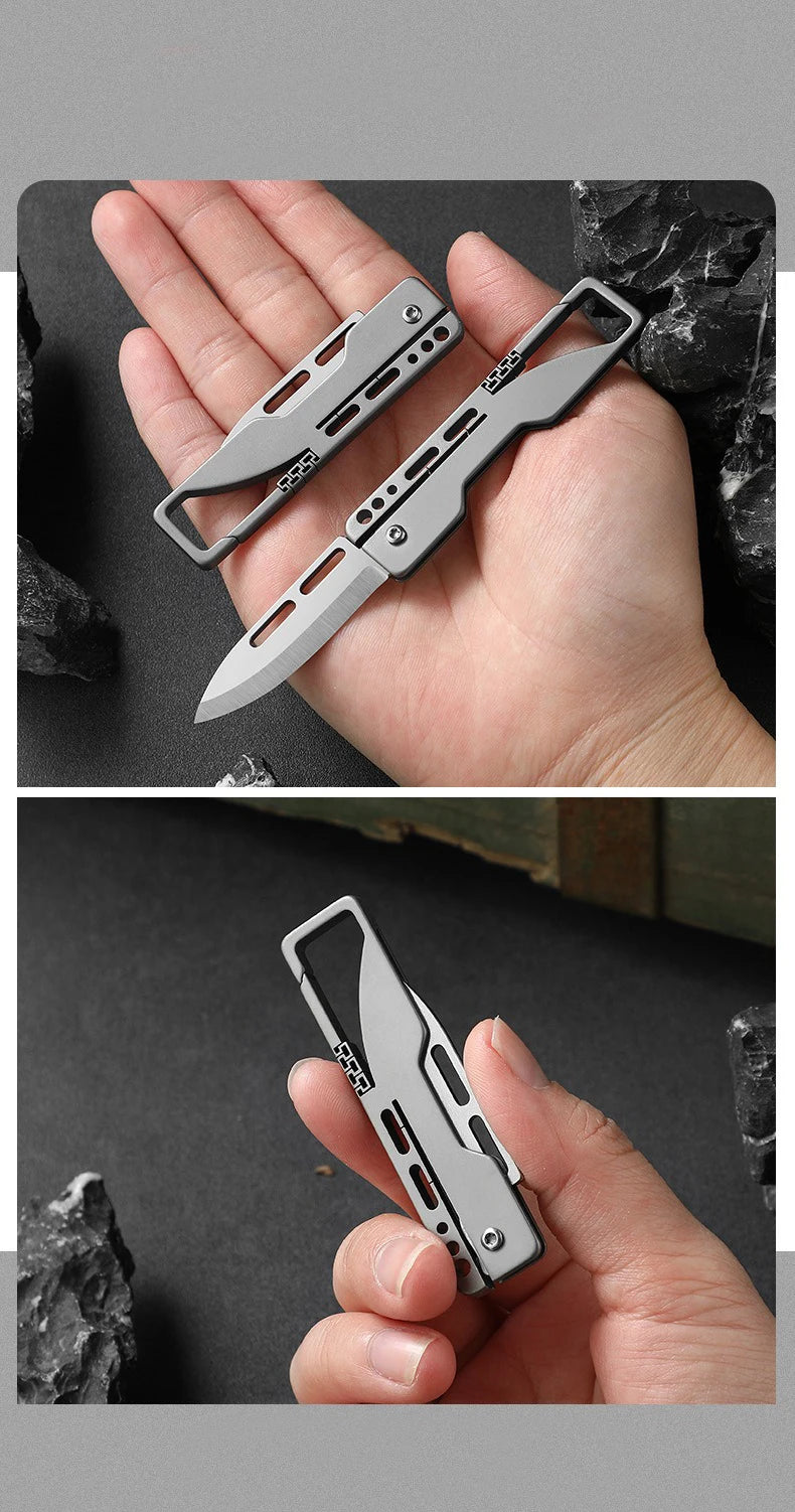 Titanium Alloy Keychain Mini Knife - Compact Folding Blade EDC Tool for Box Opening