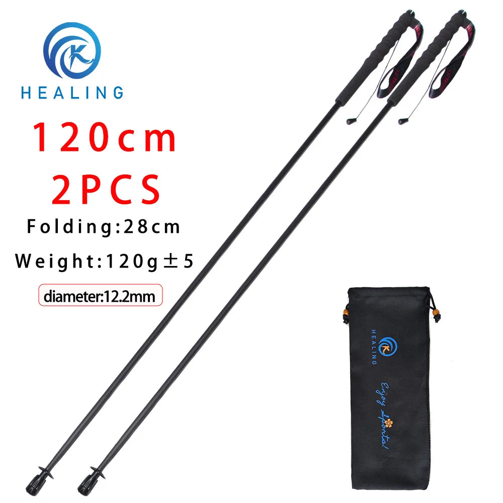110G Ultralight Carbon Fiber Trekking Poles Folding 5-Section Hiking Sticks Walking Stick Trekking Portable Travel Climbing Cane