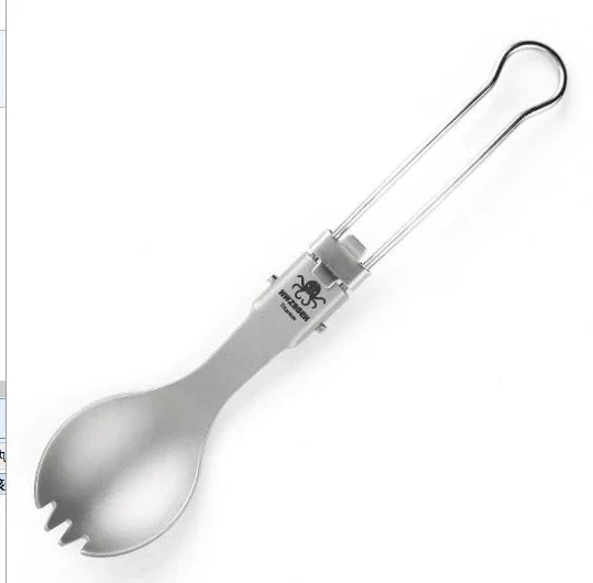 Pure Titanium Folding Cutlery Set | Ultralight Spoon Fork Knife Spork for Camping Hiking