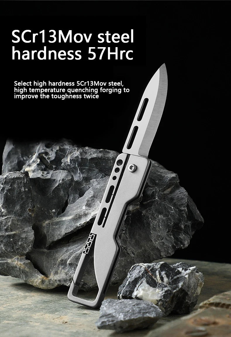 Titanium Alloy Keychain Mini Knife - Compact Folding Blade EDC Tool for Box Opening
