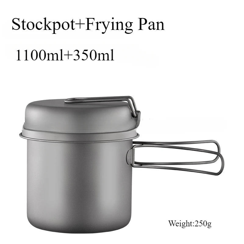 Pure Titanium Camping Cookware Set - Ultralight Pot & Pan