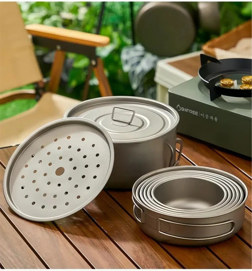 Titanium Camping Cookware Set - Lightweight Pot & Pan