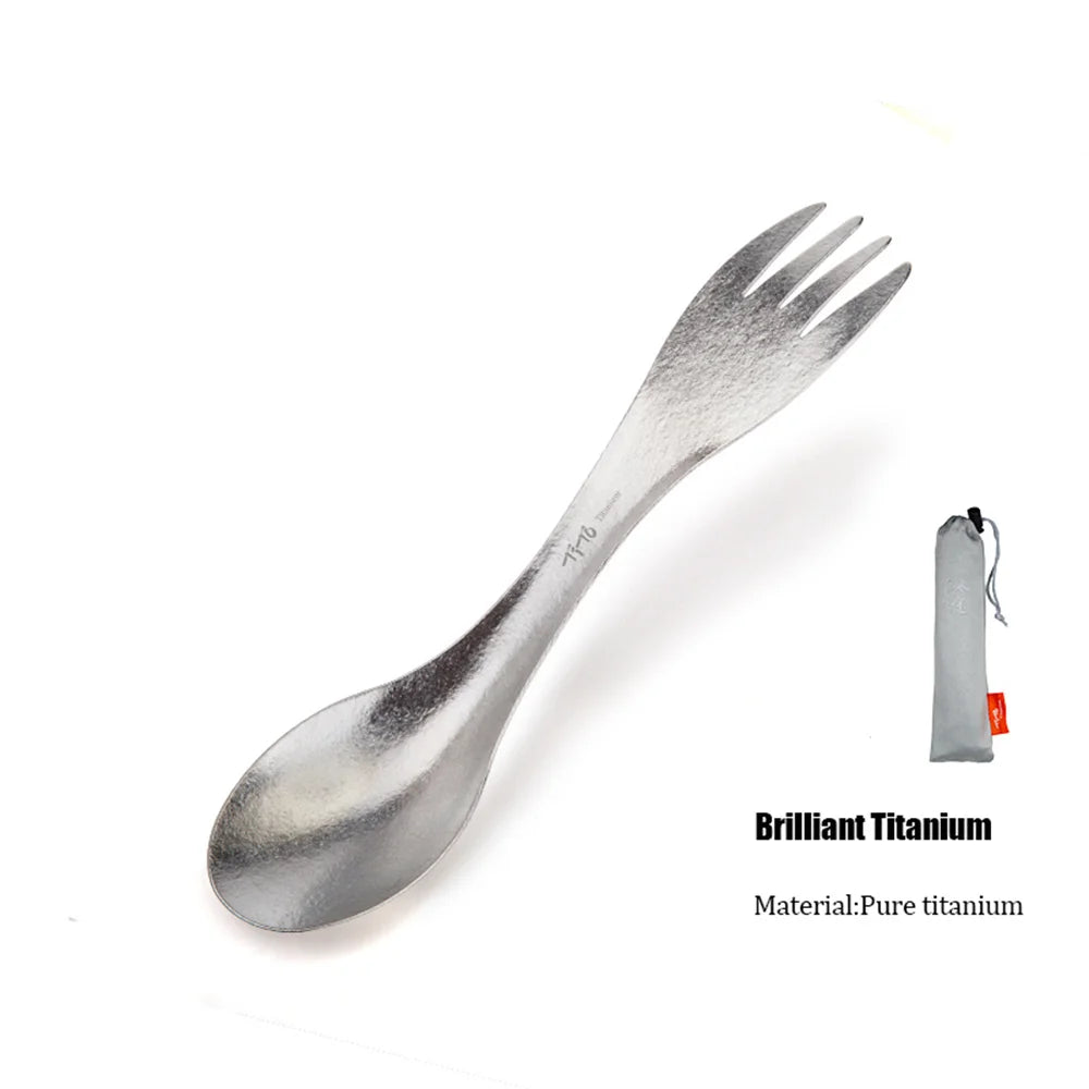 2in1 Titanium Spork Spoon Tableware Ultralight Cookware Portable for Outdoor Camping Picnic Accessories Hiking Travel Cookware