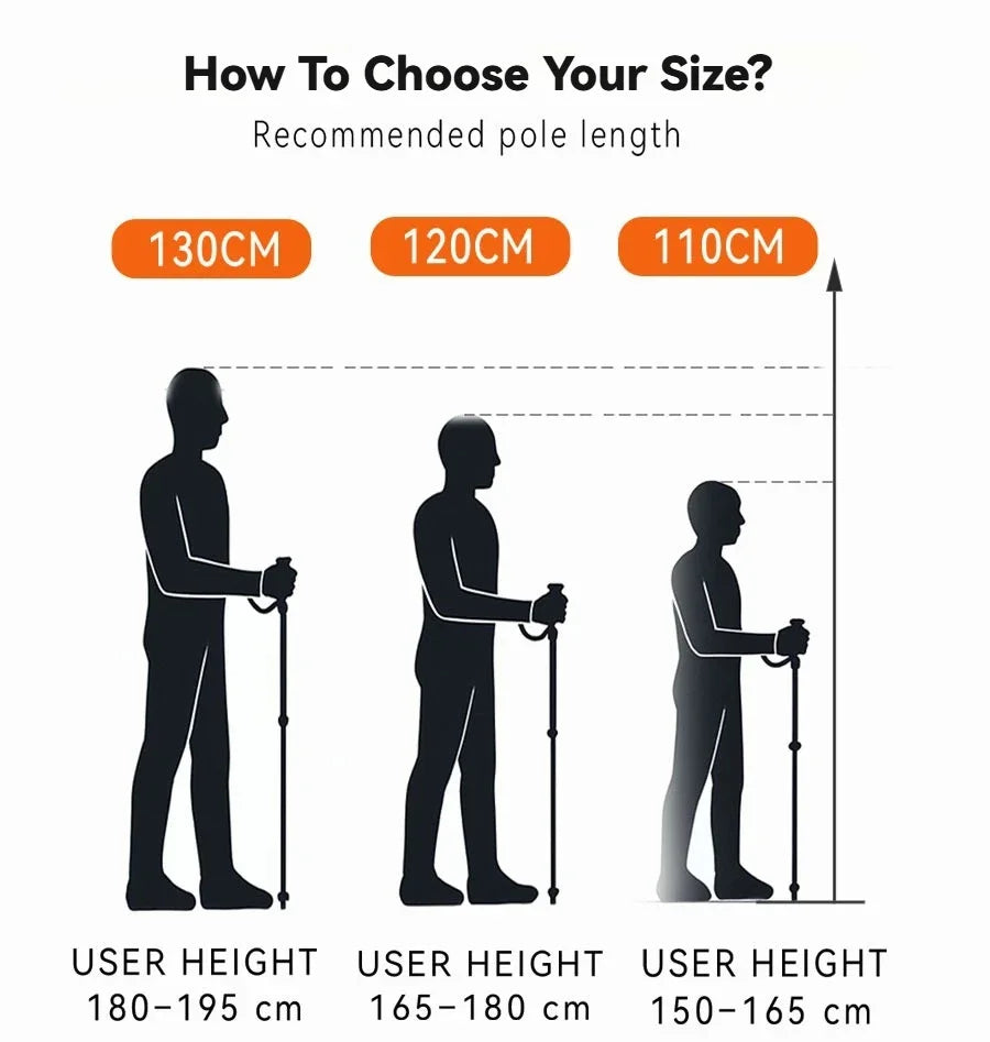 110G Ultralight Carbon Fiber Trekking Poles Folding 5-Section Hiking Sticks Walking Stick Trekking Portable Travel Climbing Cane