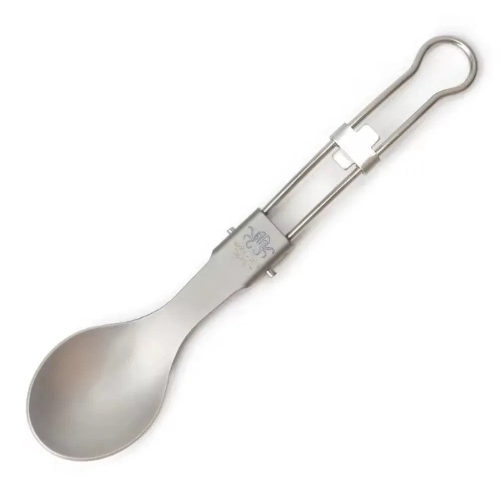 Pure Titanium Folding Cutlery Set | Ultralight Spoon Fork Knife Spork for Camping Hiking