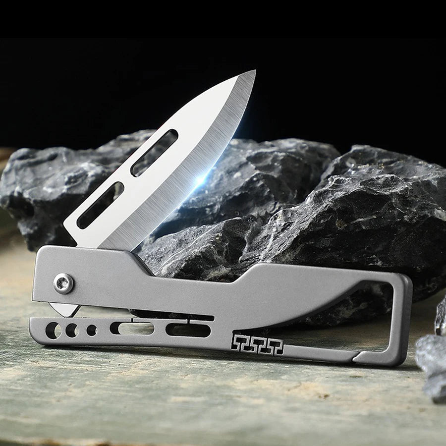 Titanium Alloy Keychain Mini Knife - Compact Folding Blade EDC Tool for Box Opening