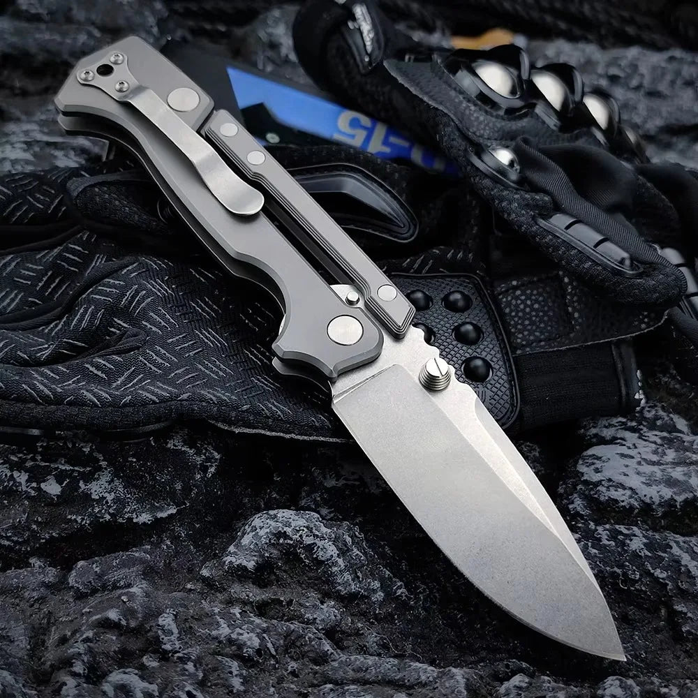 AD15 Tactical Folding Knife - TC4 Titanium Alloy Handle S35V Steel Blade for Hunting Camping EDC