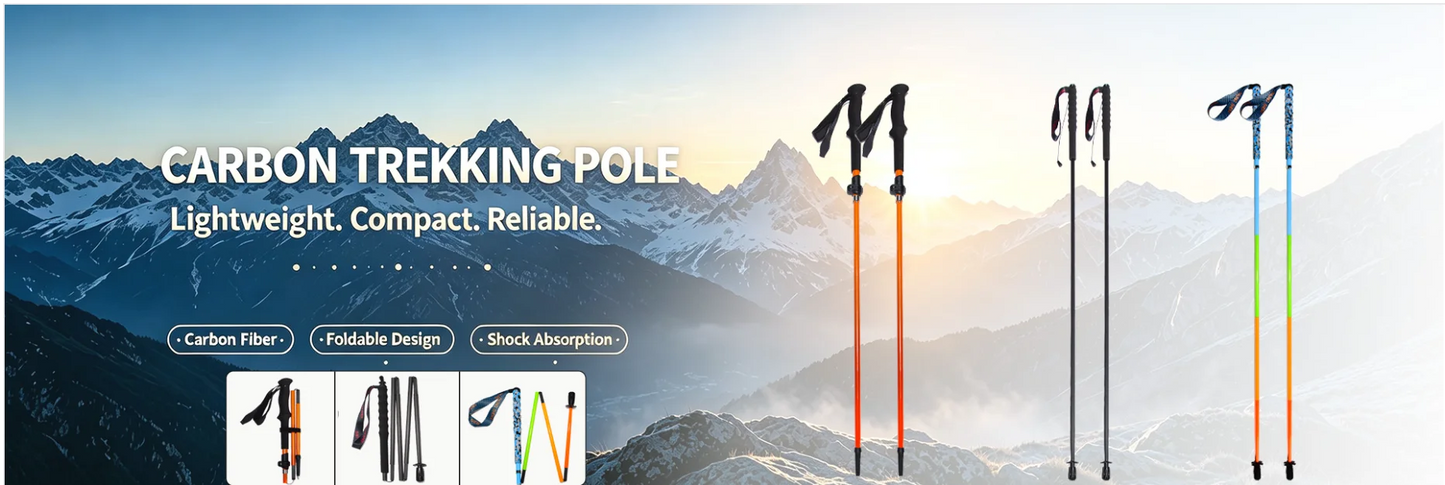 110G Ultralight Carbon Fiber Trekking Poles Folding 5-Section Hiking Sticks Walking Stick Trekking Portable Travel Climbing Cane
