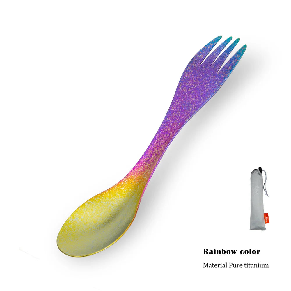 2in1 Titanium Spork Spoon Tableware Ultralight Cookware Portable for Outdoor Camping Picnic Accessories Hiking Travel Cookware