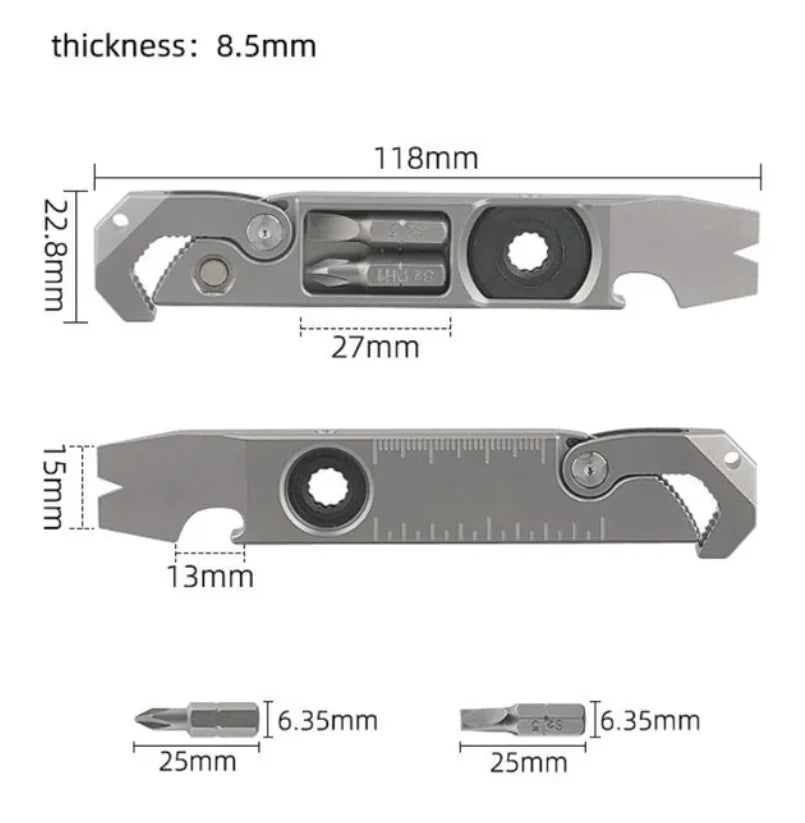 Various Styles Titanium Alloy Wrench Crowbar Pry Bar Bottle Opener EDC Multifunctional Screwdriver Outdoor Portable Pocket Tools