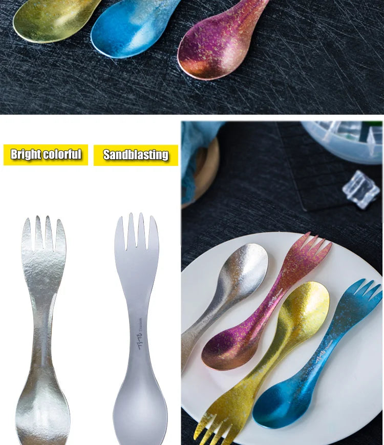2in1 Titanium Spork Spoon Tableware Ultralight Cookware Portable for Outdoor Camping Picnic Accessories Hiking Travel Cookware