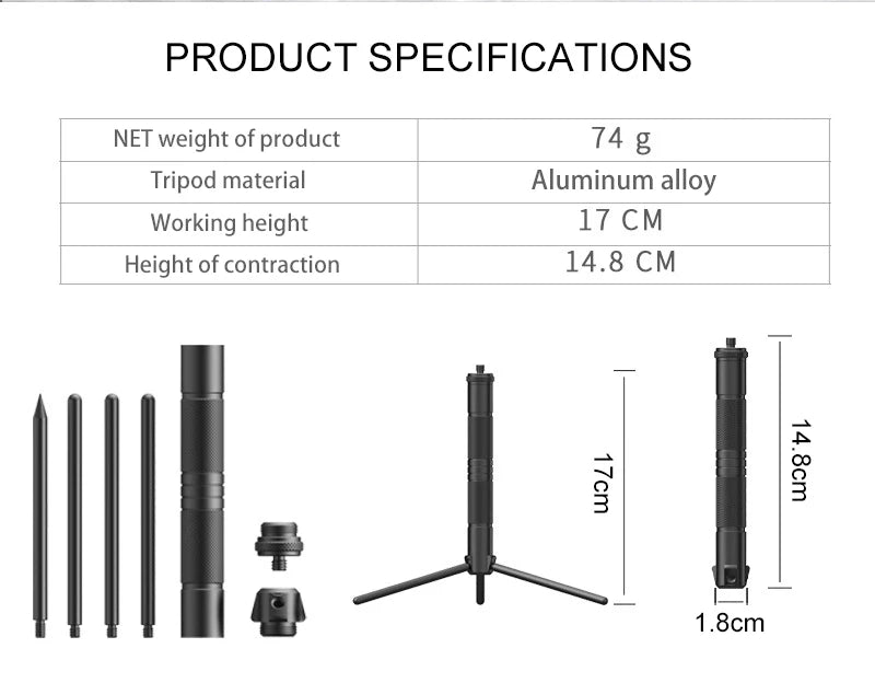 Outdoor Light Rack Tripod Ground Nail Foldable Aluminum Alloy Multifunctional Light Portable Ptz Camping Lamp Camera Antirust