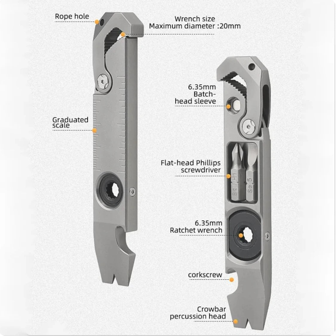 Various Styles Titanium Alloy Wrench Crowbar Pry Bar Bottle Opener EDC Multifunctional Screwdriver Outdoor Portable Pocket Tools