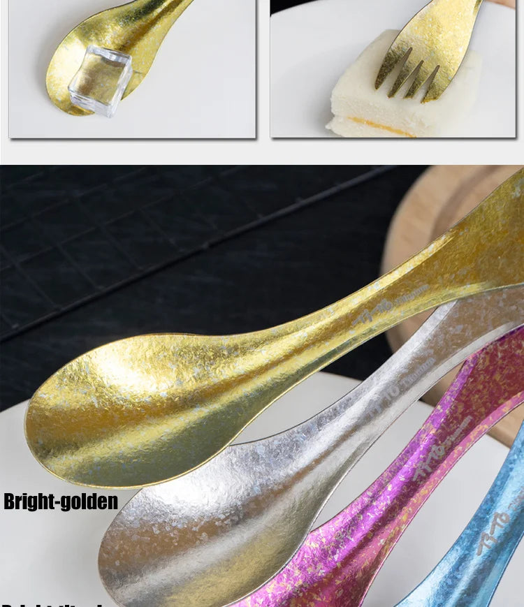 2in1 Titanium Spork Spoon Tableware Ultralight Cookware Portable for Outdoor Camping Picnic Accessories Hiking Travel Cookware