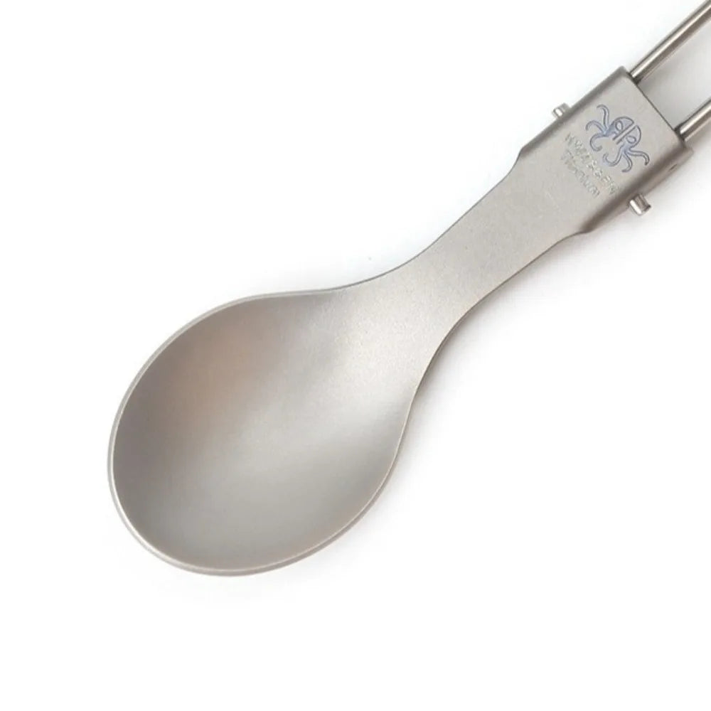 Pure Titanium Folding Cutlery Set | Ultralight Spoon Fork Knife Spork for Camping Hiking