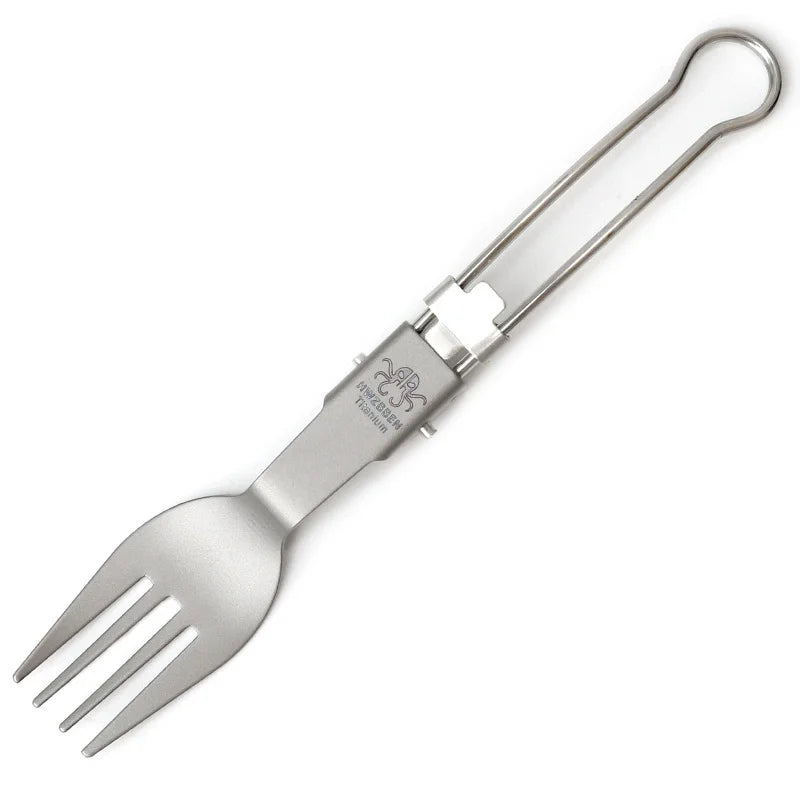 Pure Titanium Folding Cutlery Set | Ultralight Spoon Fork Knife Spork for Camping Hiking