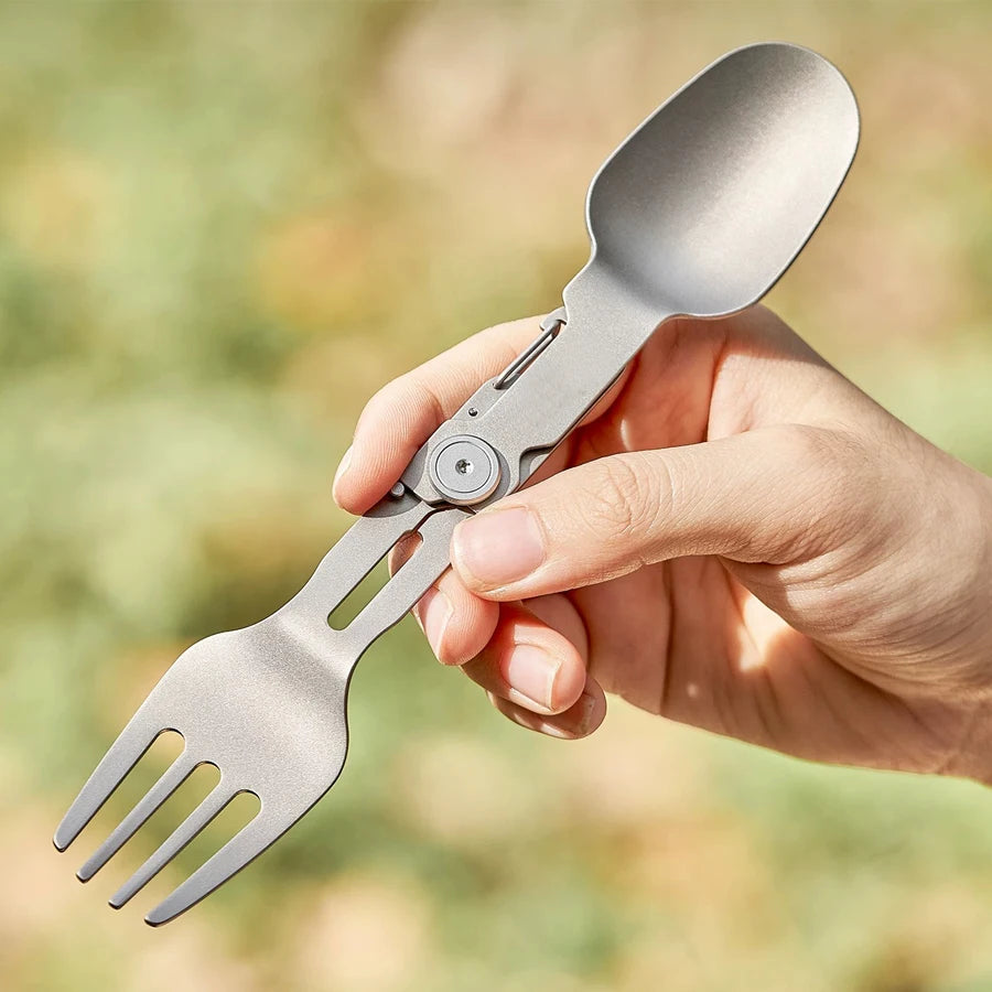 Titanium Folding Spoon Fork Combo - The Ultimate Ultralight Camping Utensil