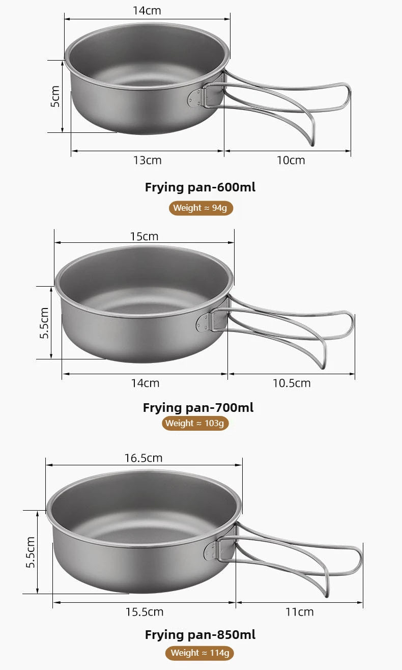 Titanium Outdoor Pot Set Picnic Camping Set Tableware Foldable Lightweight Portable Soup Pot Cooking Pot Set