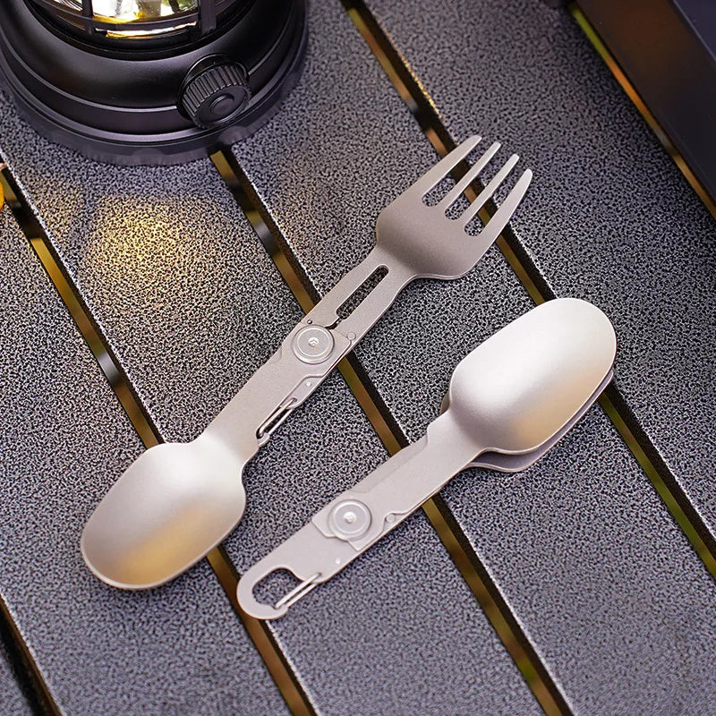 Titanium Folding Spoon Fork Combo - The Ultimate Ultralight Camping Utensil
